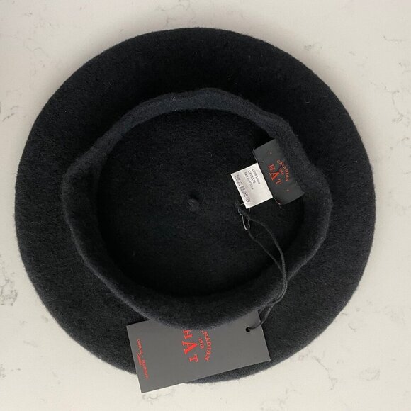 Canadian Hat 1918 Bill Classic Wool Beret/Tam Hat Neutral Black Sz OS NWT - Picture 3 of 8